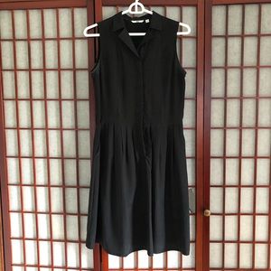 Black Uniqlo Button-Up Shirt Dress w/ Pockets